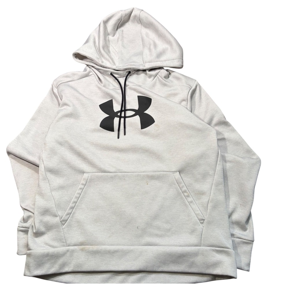 Under Armour Mens Loose Fit Pullover Hoodie Gray Black Logo Size Medium 0163